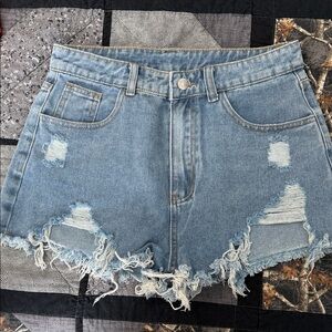 SHEIN Blue Distressed Jean Shorts